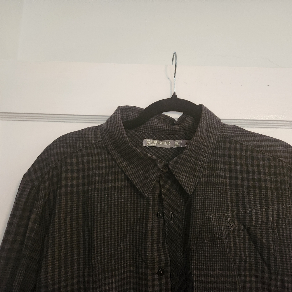 Icebreaker Merino Mens Button Up Plaid Shirt size large - Picture 2 of 10